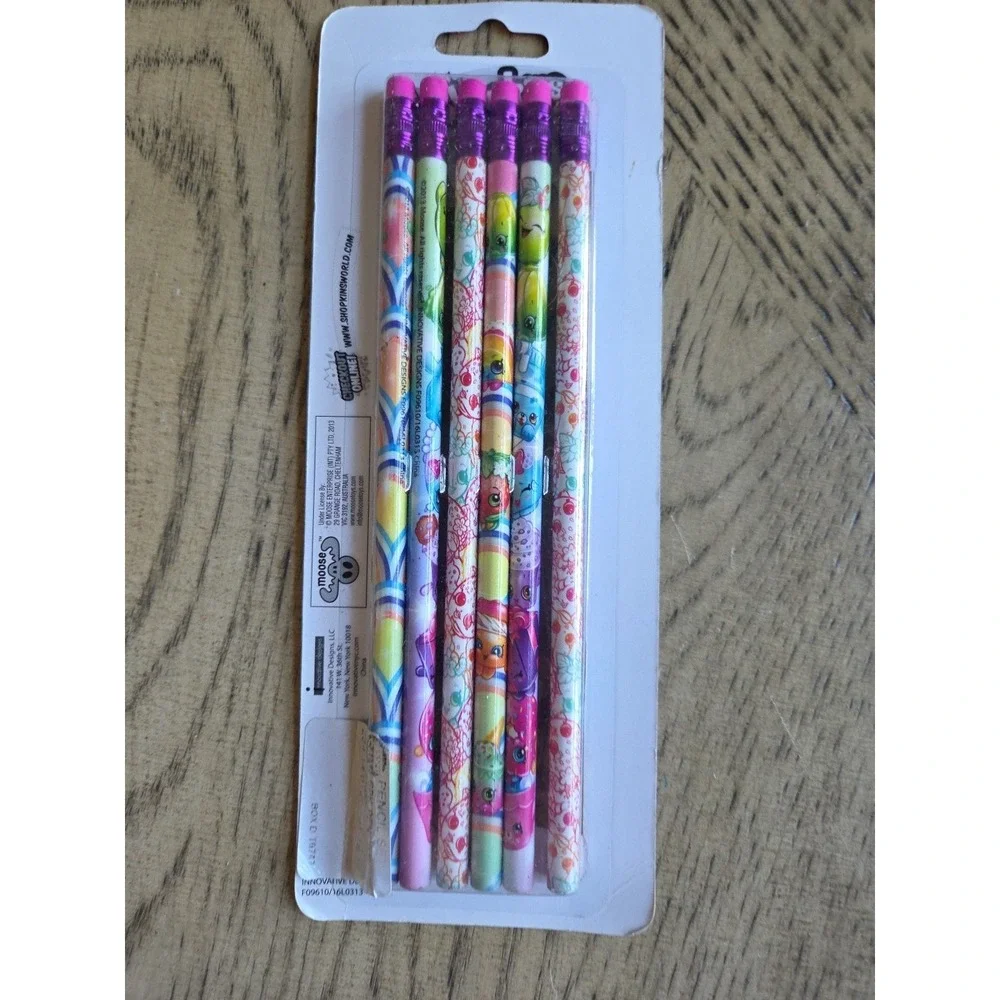 Shopkins Pencils 6 Pack Pencils #2 Pencils Adorable Shopkins NOS New 2013